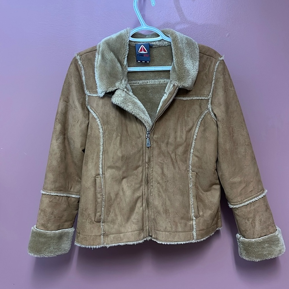 Y2K style beige suede jacket